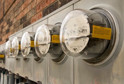 Close up of residential energy meters.