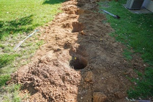 Soil excavation in the yard