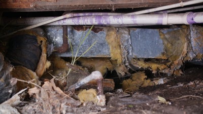 debris in a crawl space