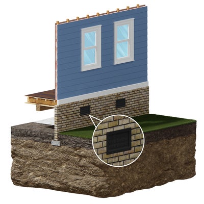 3D diagram of crawl space vent covers.
