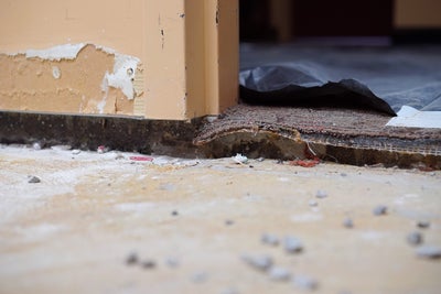 uneven concrete floor