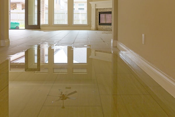 flooded interior house floor