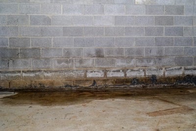 water on basement floor and walls