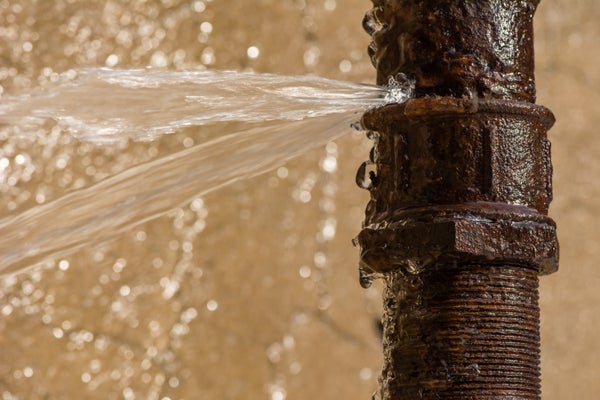a pipe leaking water