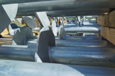 closeup of helical piers