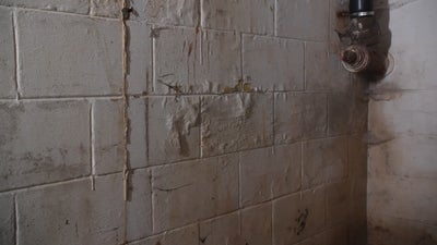 Dirty basement walls.