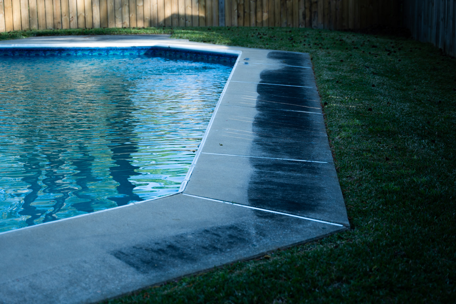 Above ground pool in the backyard of home