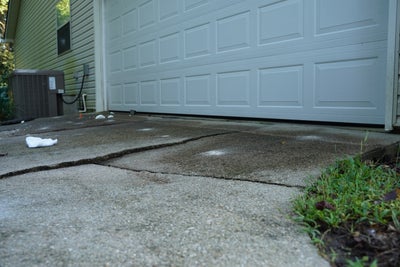 Cracked concrete driveway
