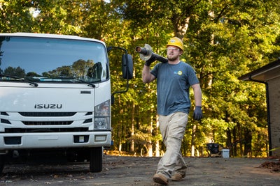 DryPro crew member carrying foundation pier