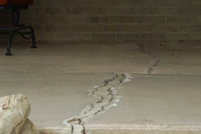 Close up of floor cracks.