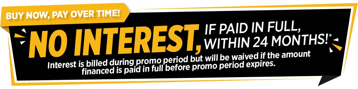 no interest if paid in full within 24 months. interest is billed during promo period but will be waived if the amount financed is paid in full before promo period expires.