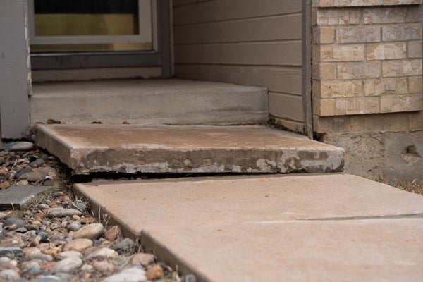 unlevel concrete steps