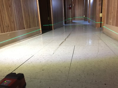 laser level showing sloping floor