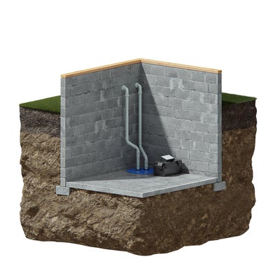 An image displaying our highest-powered sump pump system with a backup batter and water alarm.
