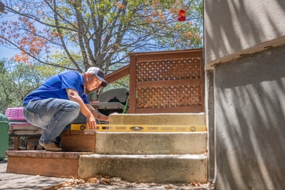 inspecting concrete steps