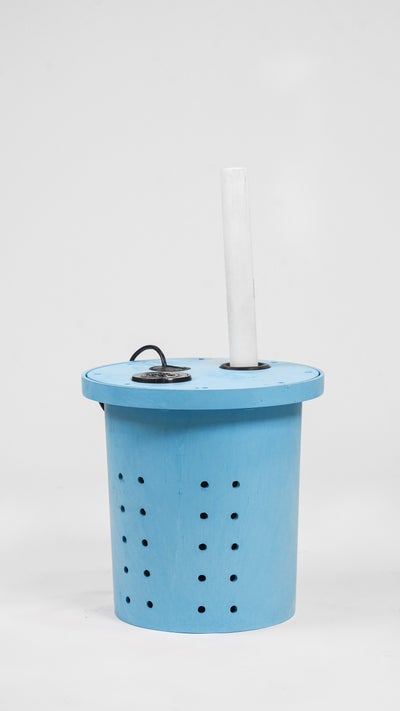 closeup of a crawl space sump pump liner