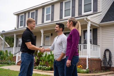Ground Works man is being welcomed at the happy home owning couple