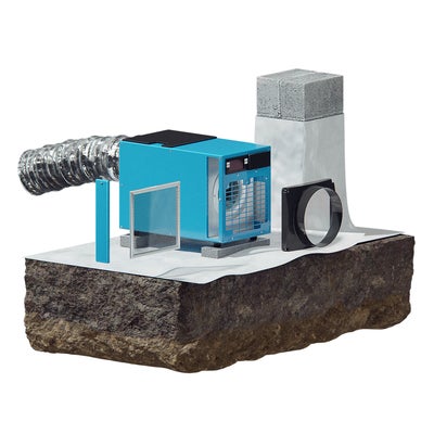Graphic of a basement dehumidifier.