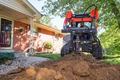 bulldozer moving dirt soil