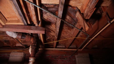 Beam and flooring is breaking from the basement causing sagging floors