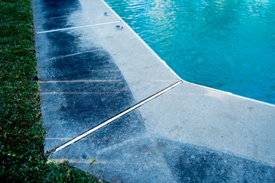 concrete pool deck area