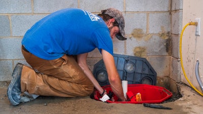 sump pump installation in a sump liner