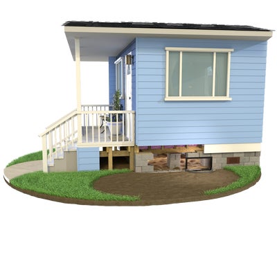 rendering of a house with a crawl space
