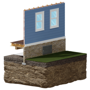 3D graphic of crawl space door installation.