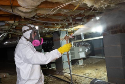 spraying for mold in a crawl space