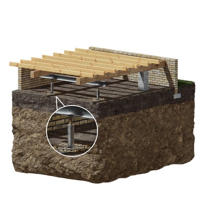 diagram of installed crawl space support jacks