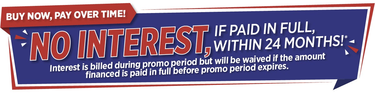 no interest if paid in full within 24 months. interest is billed during promo period but will be waived if the amount financed is paid in full before promo period expires.