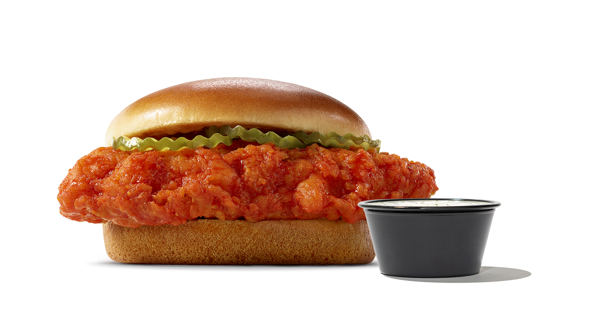 1 crispy, juicy chicken sandwich with pickles in your choice of flavor and 1 dip.
