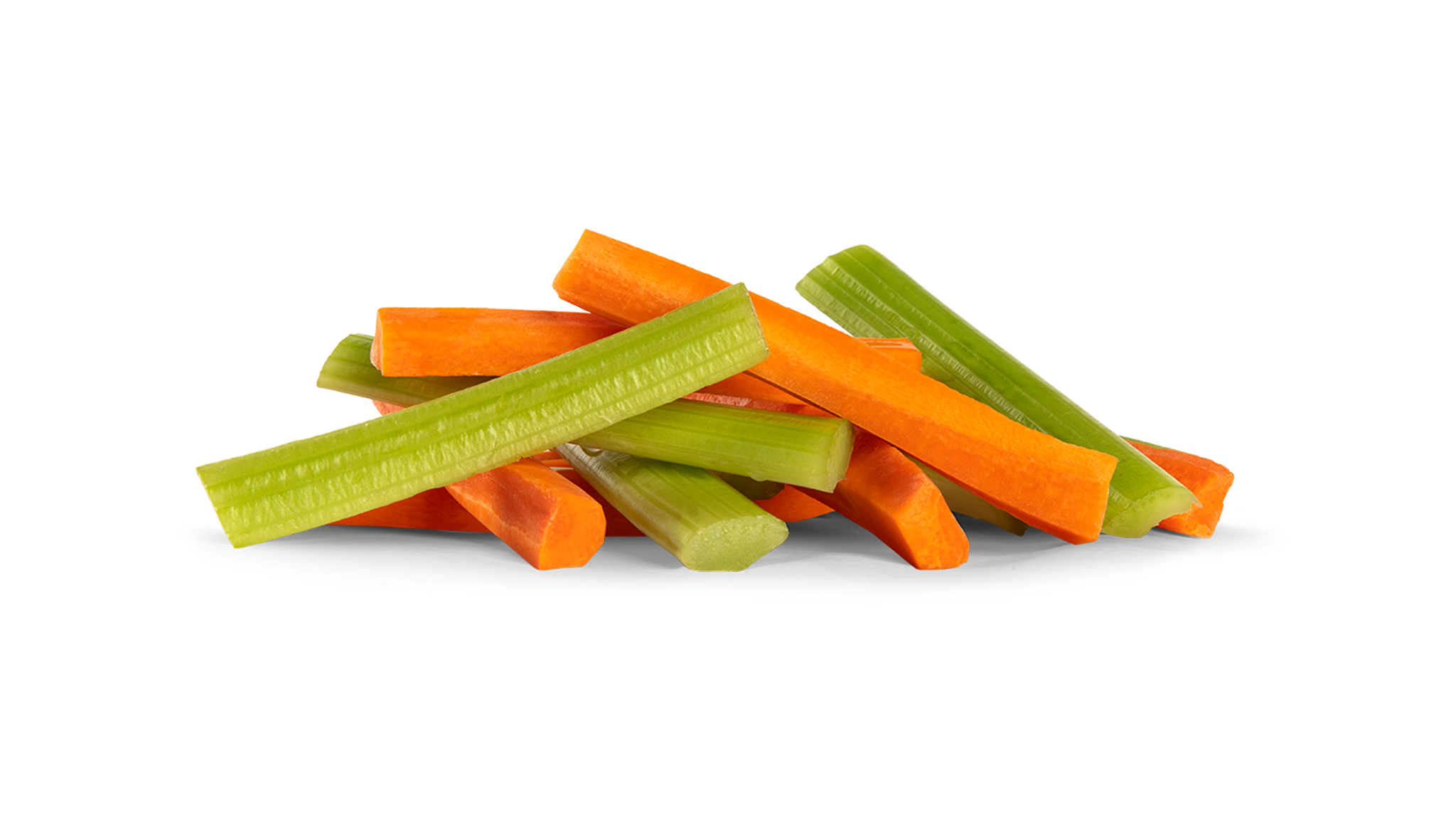 Fresh, chilled celery and carrot sticks.