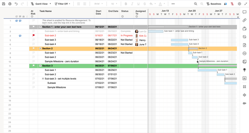 Project with Resource Management Template | Smartsheet