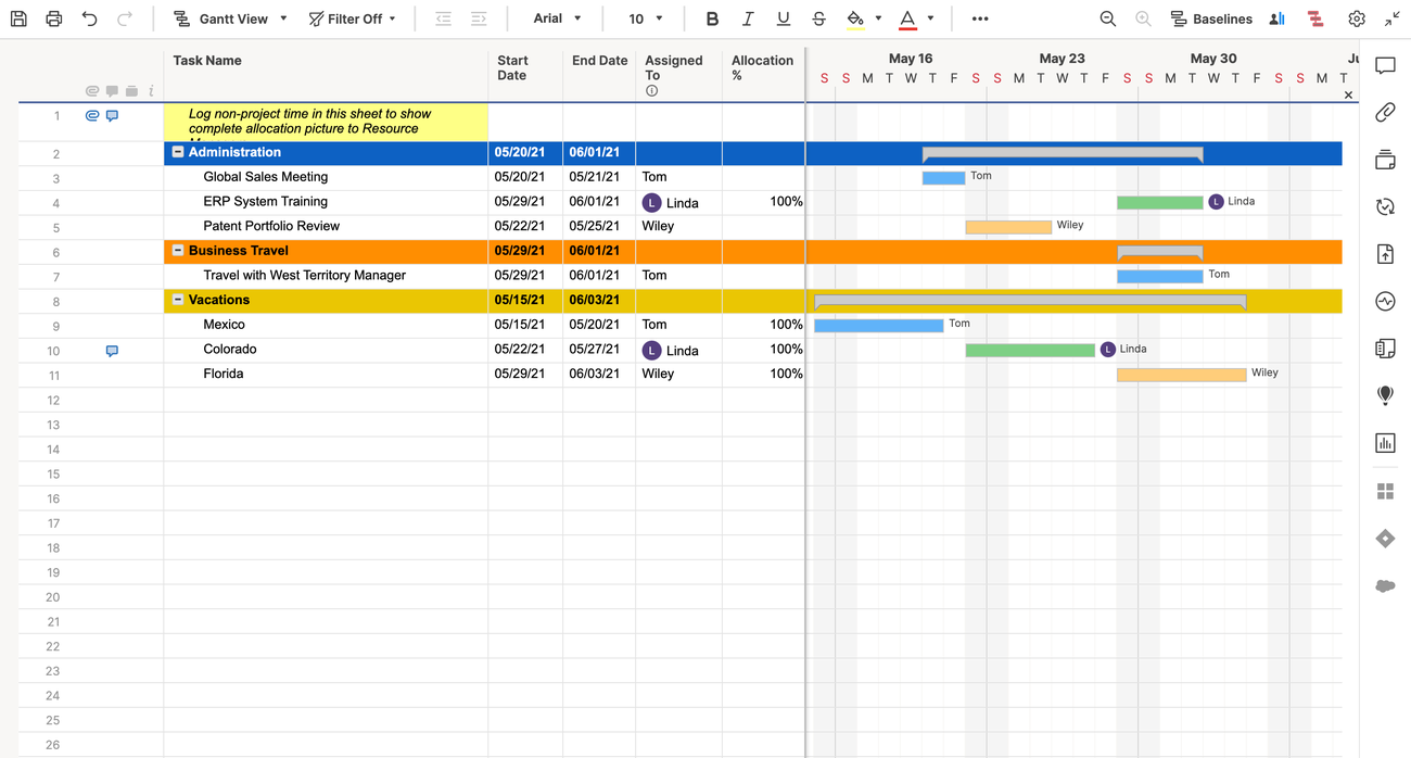 Non-Project Tasks for Resource Management Template | Smartsheet