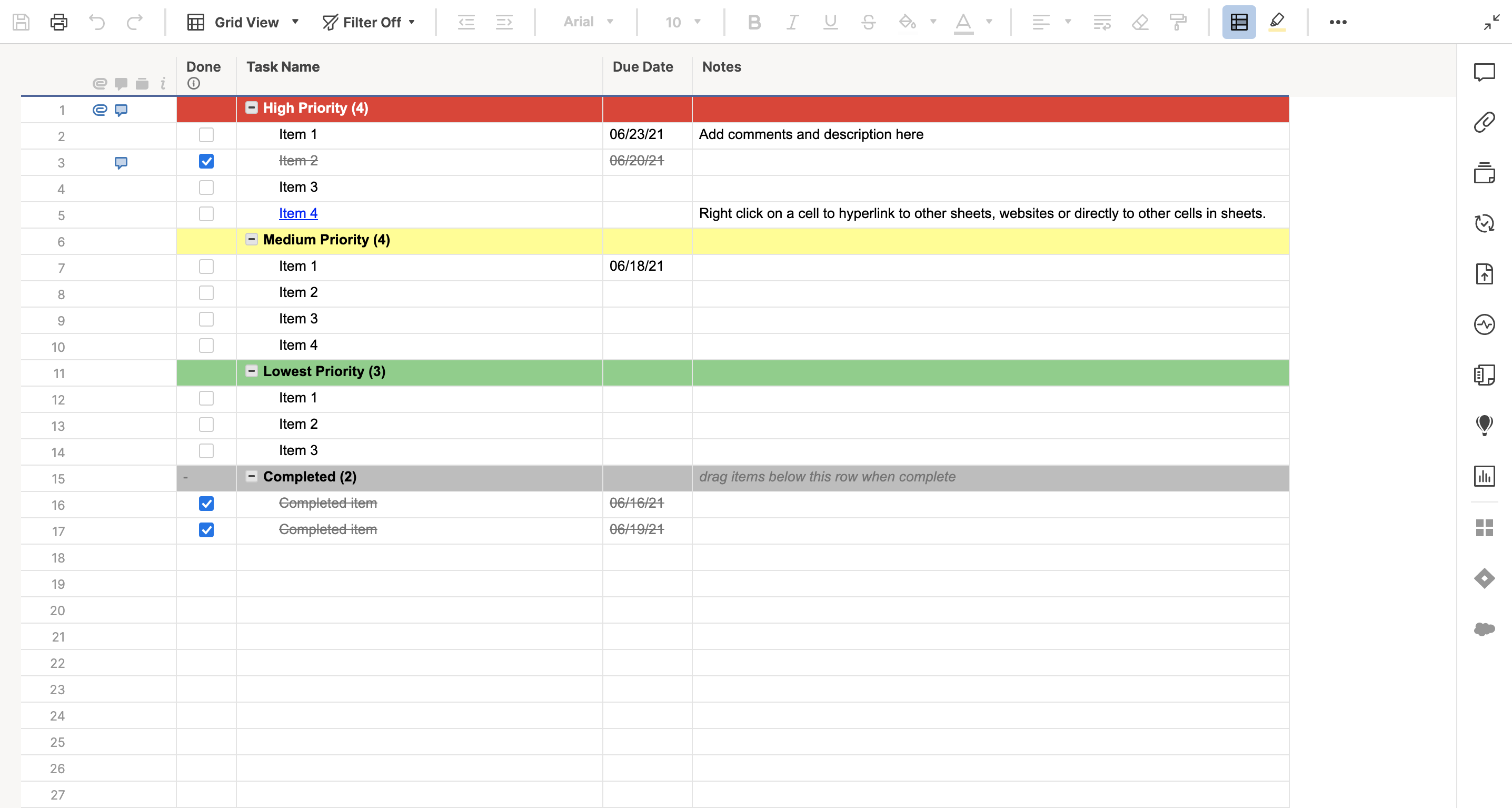 Personal Task List Template Smartsheet