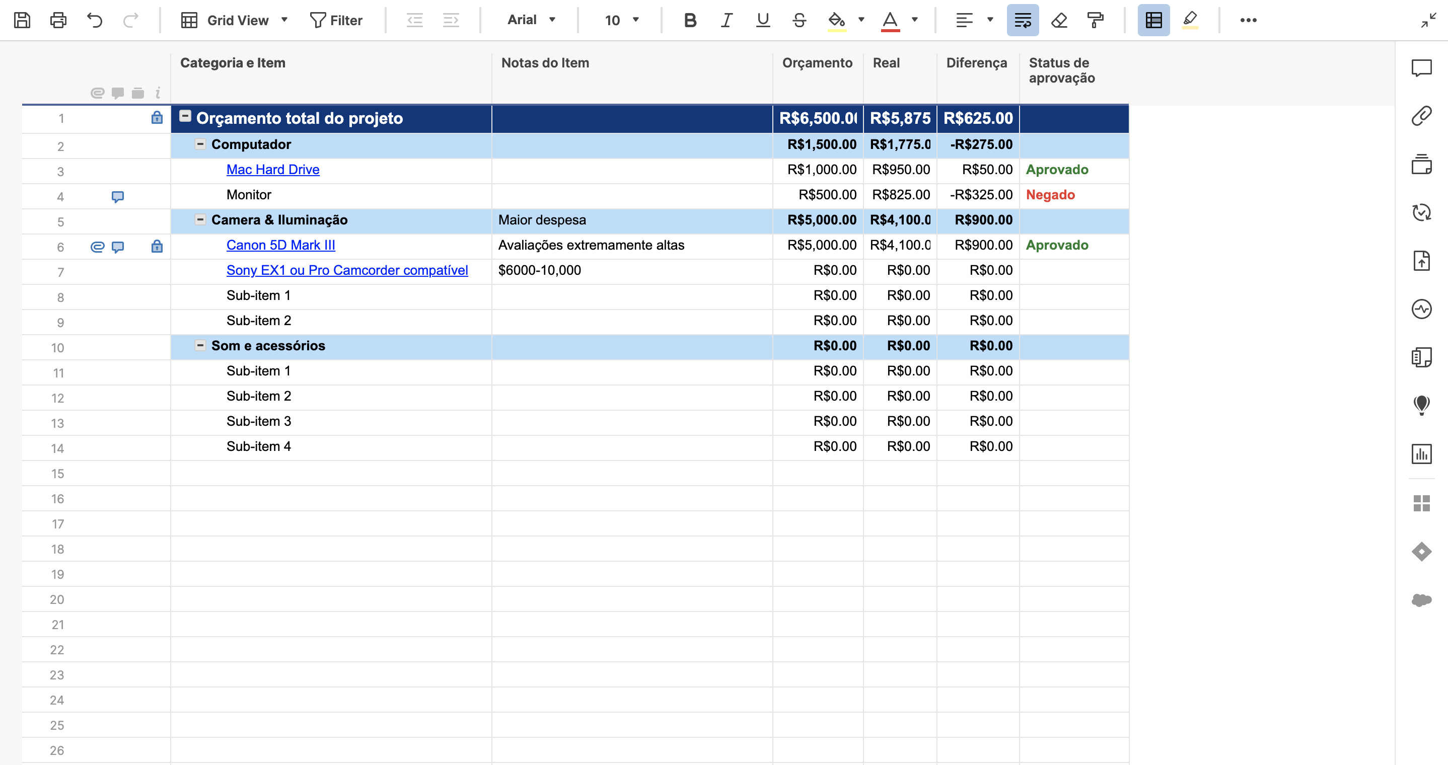 project budget template