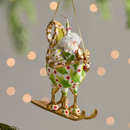 Patience Brewster Dash Away Santa in Sleigh Ornament