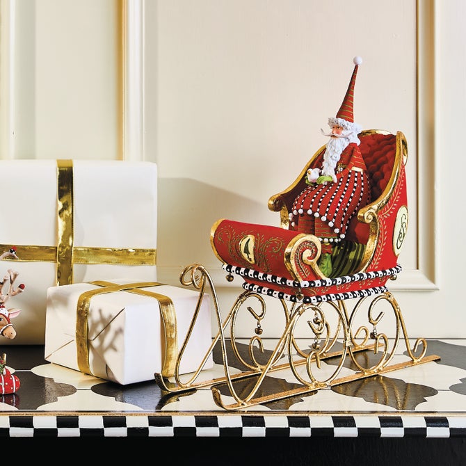 Patience Brewster Dash Away Sitting Santa & Sleigh Figure Set image number 1