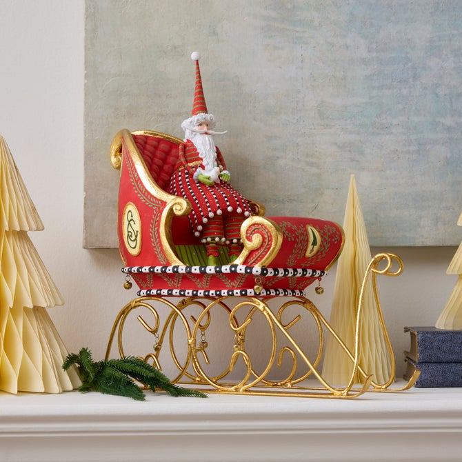 Patience Brewster Dash Away Sitting Santa & Sleigh Figure Set image number 2