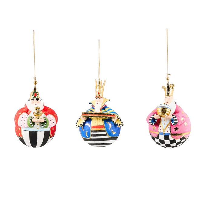 Patience Brewster Nativity Jolly Wisemen Ball Ornaments, Set of 3 image number 0