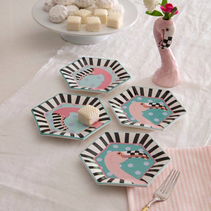 Patience Brewster Flamingo Dessert Plates, Set of 4 image number 1