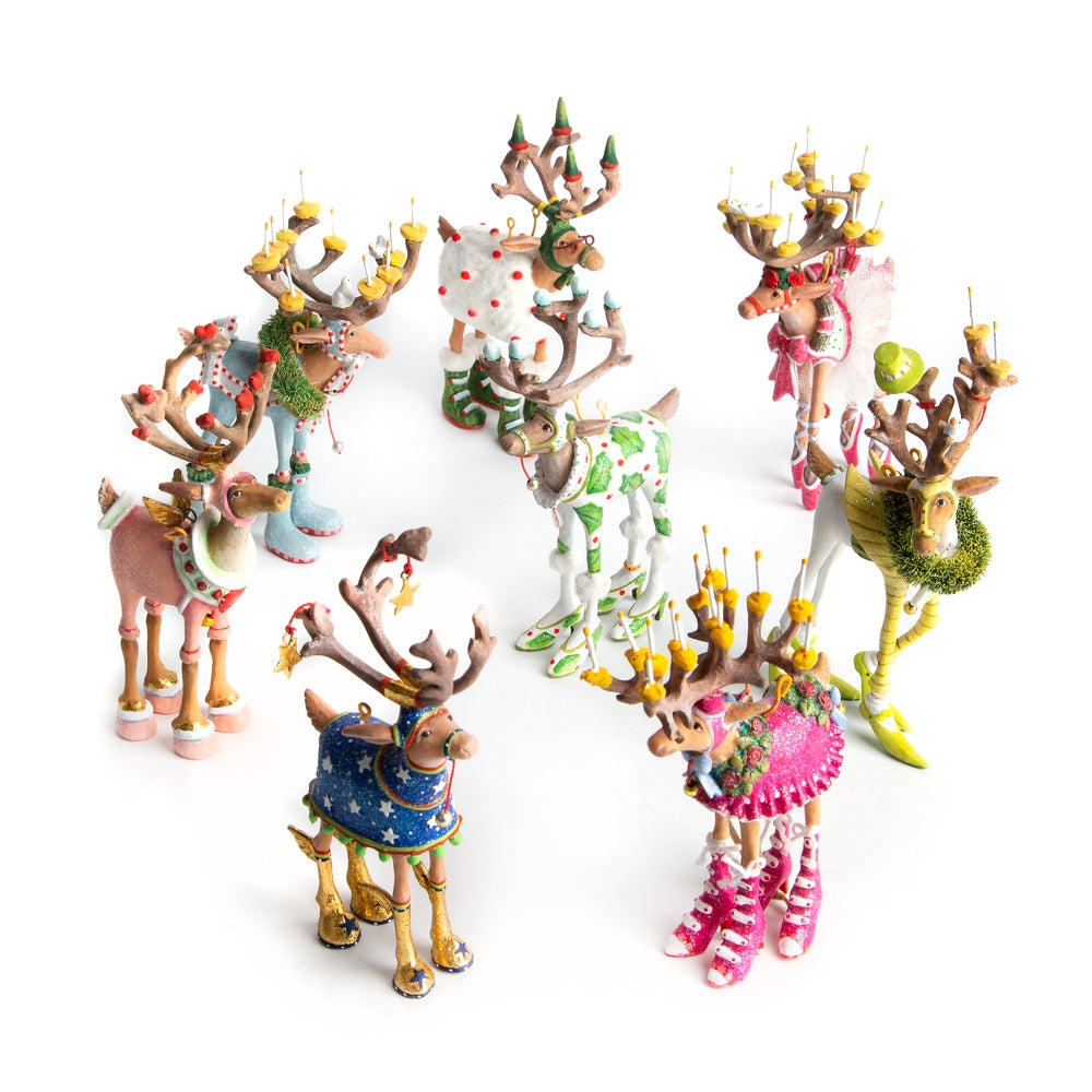 Patience Brewster Dash Away Reindeer Mini Ornaments Set mackenzie-childs Panama imagen 1