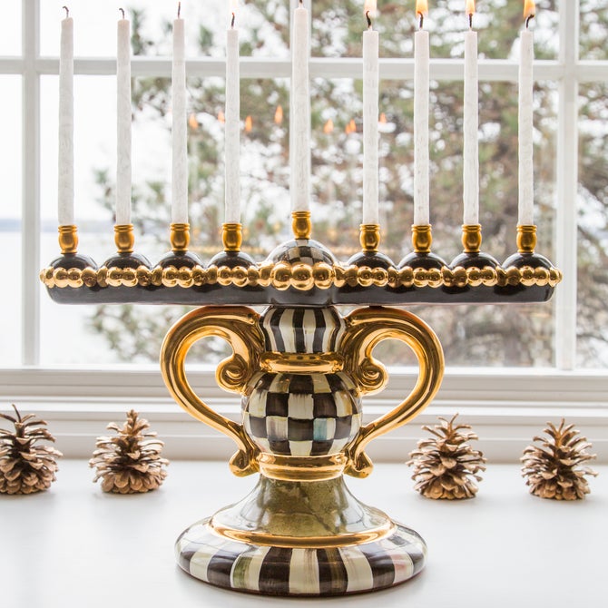 Courtly Check Ceramic Menorah image number 2