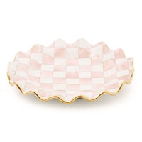 Rosy Check Ceramic Fluted Dinner Plate