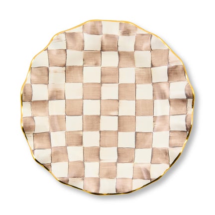 Mocha Check Ceramic Fluted Dinner Plate