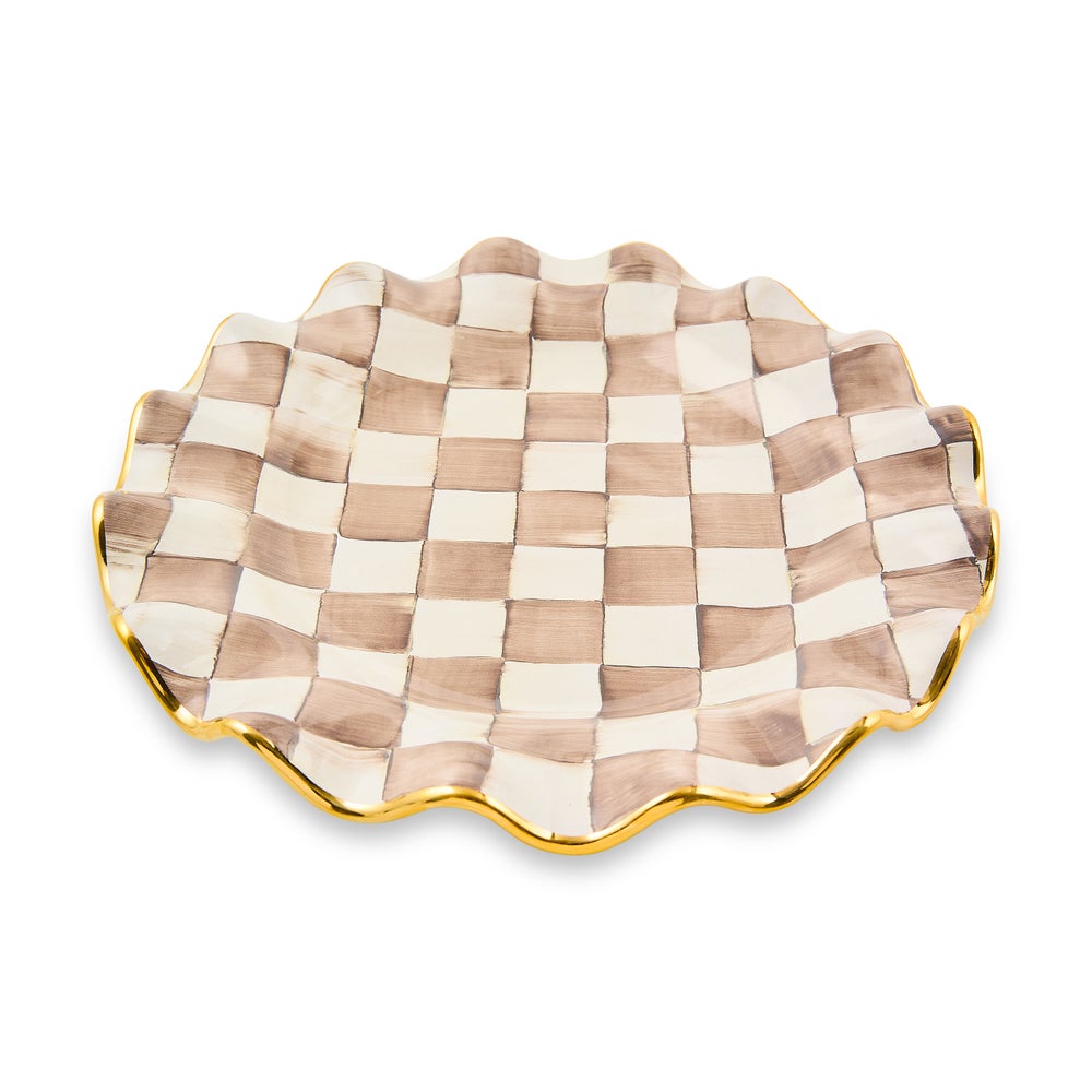 Mocha Check Fluted Ceramic Dinnerware mackenzie-childs Panama imagen 1