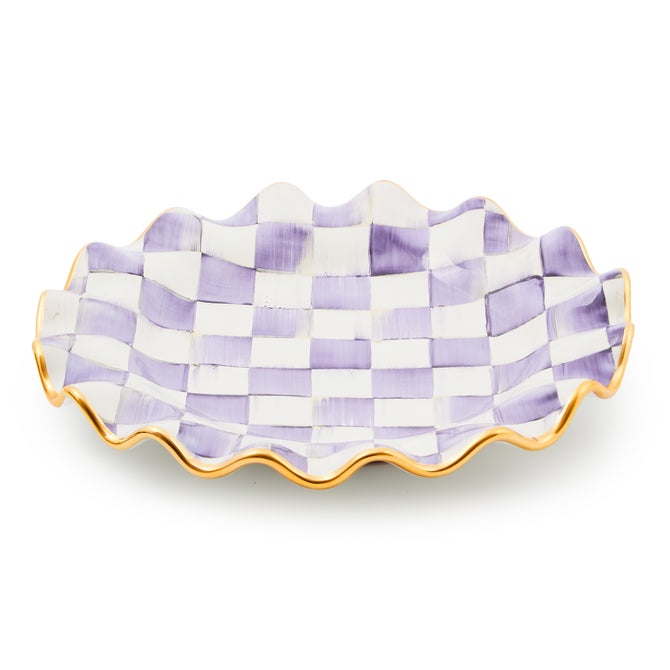 Plum Check Ceramic Fluted Dinner Plate image number 1