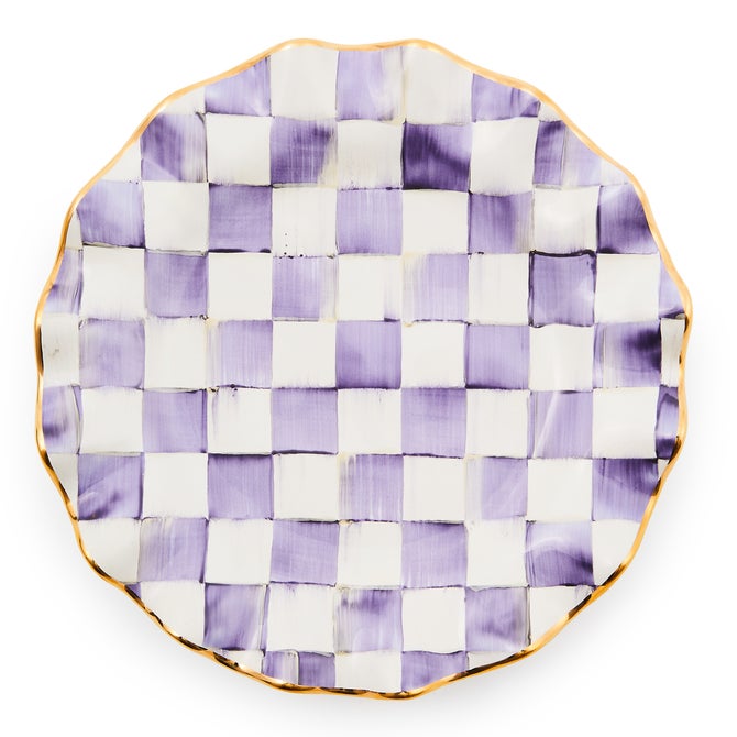 Plum Check Ceramic Fluted Dinner Plate image number 0