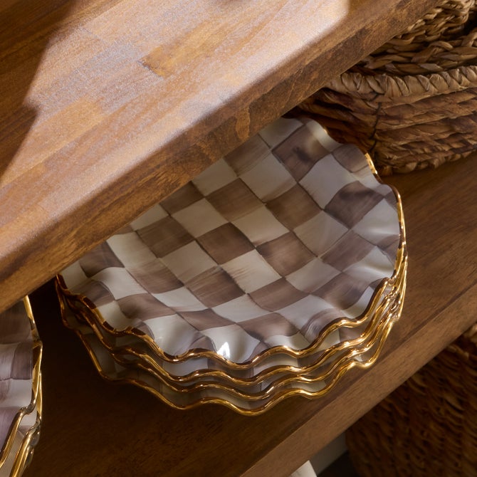 Mocha Check Fluted Ceramic Dinnerware image number 2